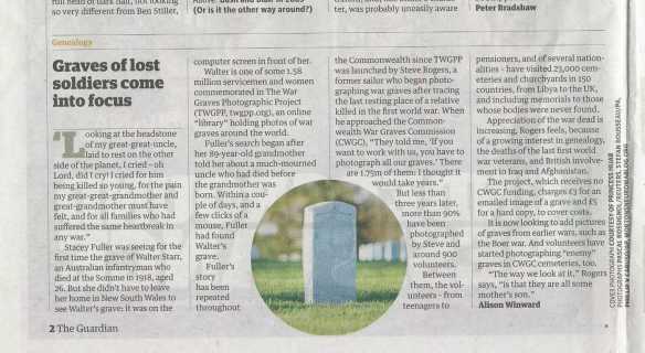 Guardian cutting on The War Graves Photographic Project